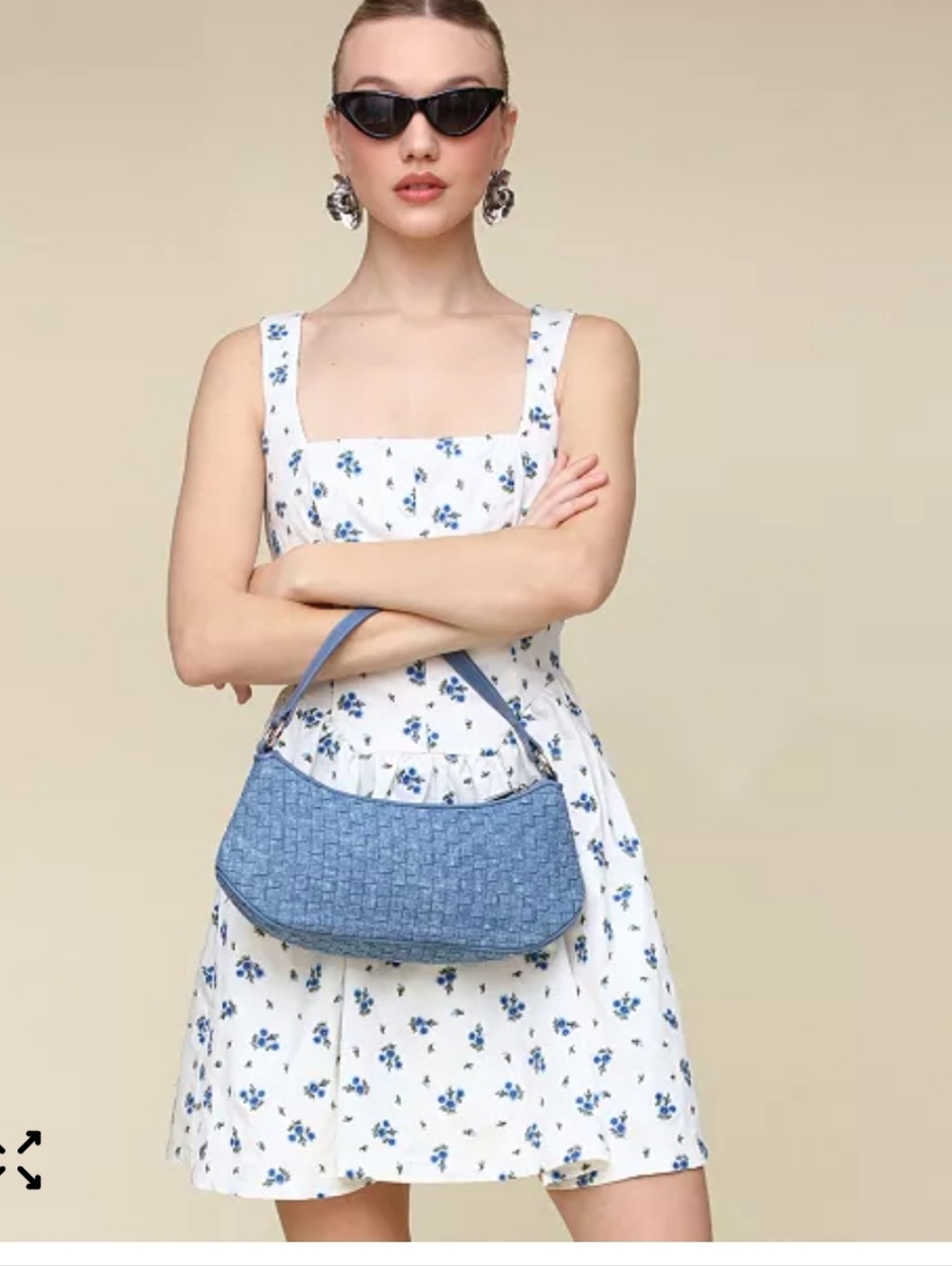 Avec Les Filles  Blue Floral Mini Dress